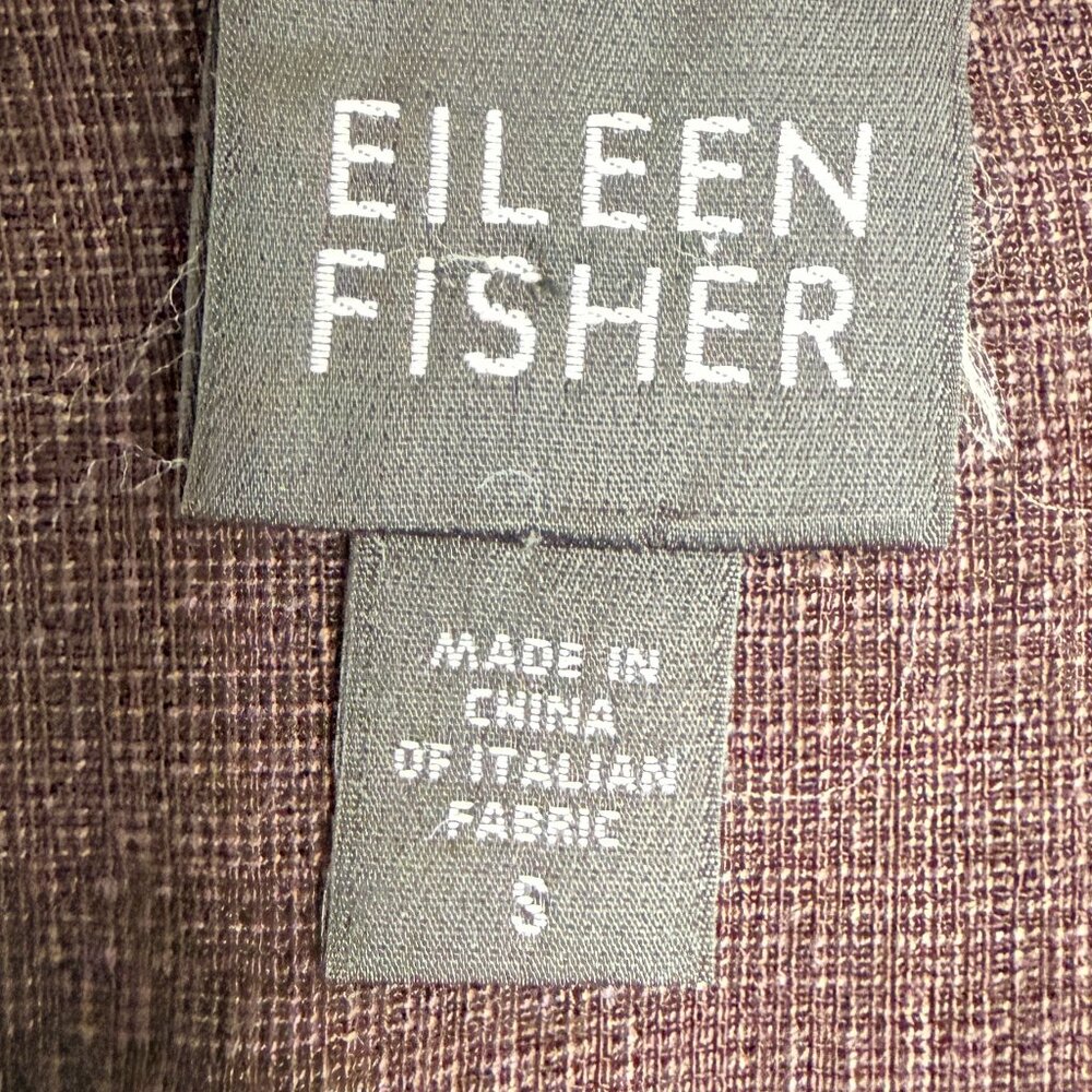EILEEN FISHER Women's EUC 3/4 Sleeve Linen Button Up Top‎ "Plum" | Size S - Picture 5 of 8